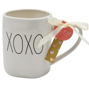 Rae Dunn White XOXO Ceramic Coffee Mug 16‎ Oz Red Embossed Heart